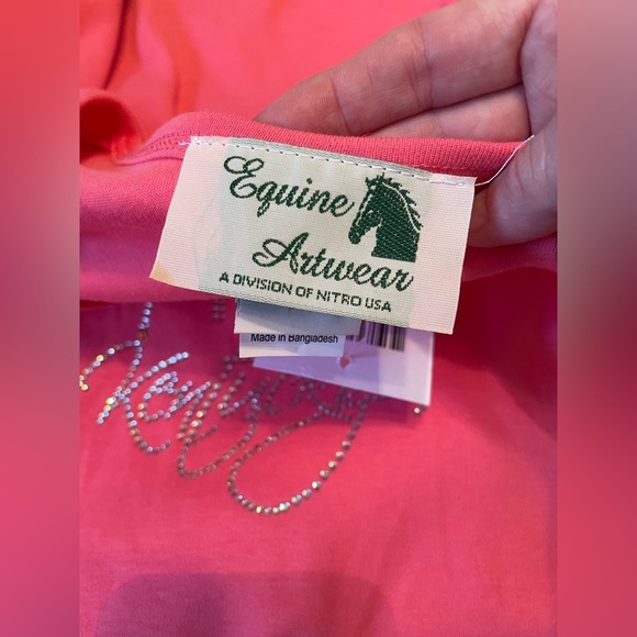 Equine Artwear Women’s Melon Kentucky Derby Jockey Shirt Top Size 2X Rhinestone - Picture 5 of 8